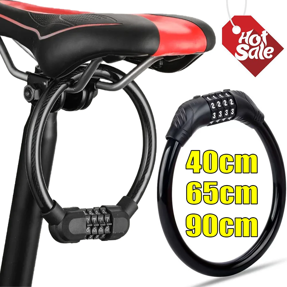 Anti-theft Bike Lock Mountain Bike Portable 4-digit Combination Bicycle Safety Lock Durable Thick Steel Motorcycle Accessories