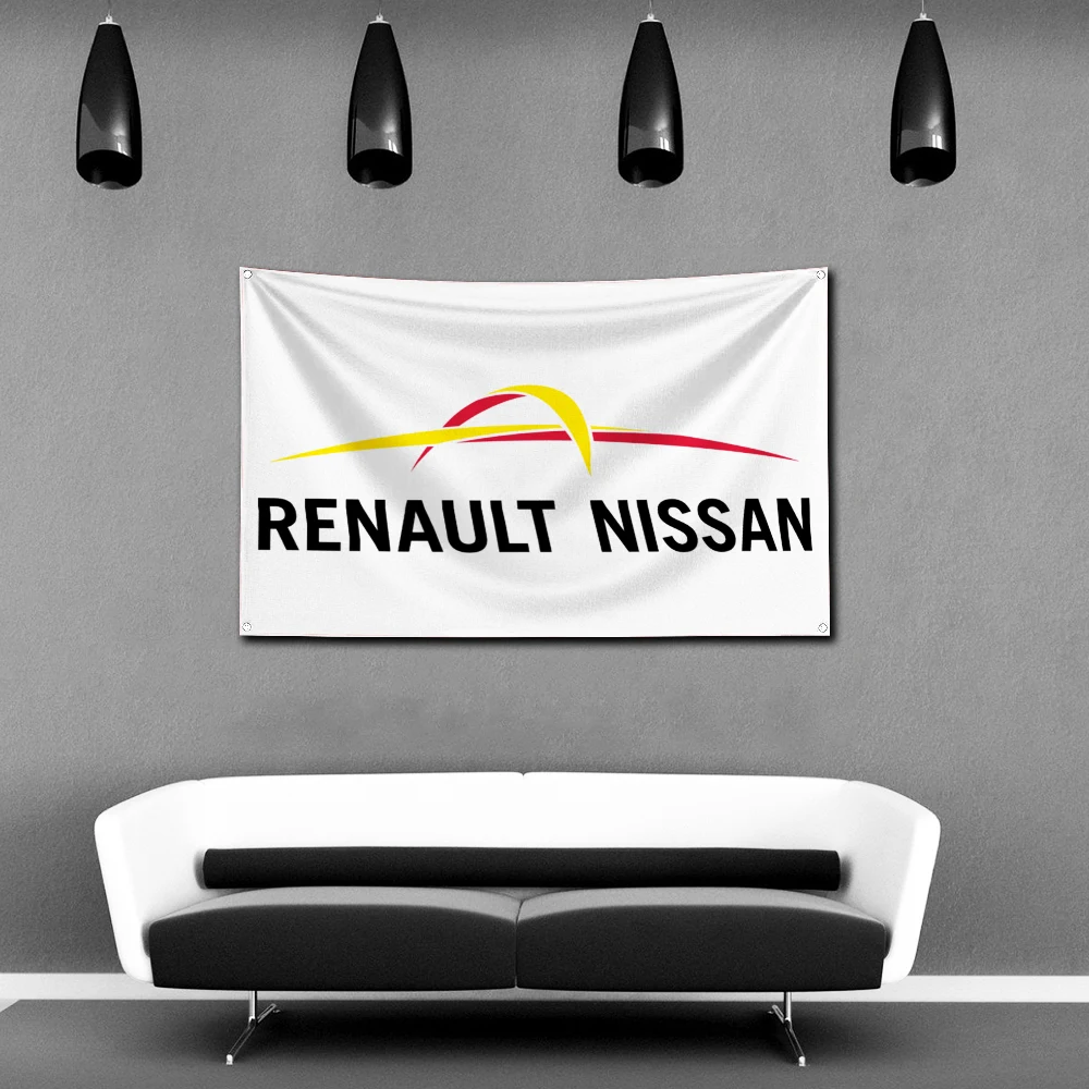 Bannière d'impression numérique en polyester avec œillets en laiton, décoration de porte extérieure, art mural de garage, sensation de course sportive Renatus, 4 Tan