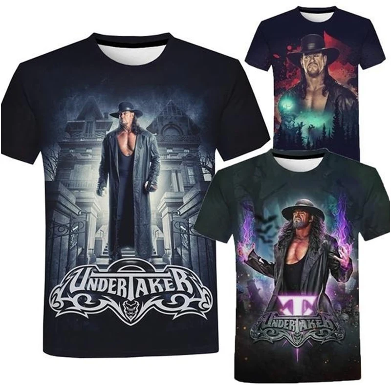 The Undertaker ثلاثية الأبعاد تي شيرت مطبوع الرجال النساء الصيف موضة عادية المصارعة القتال تي شيرت Harajuku الشارع الشهير #1