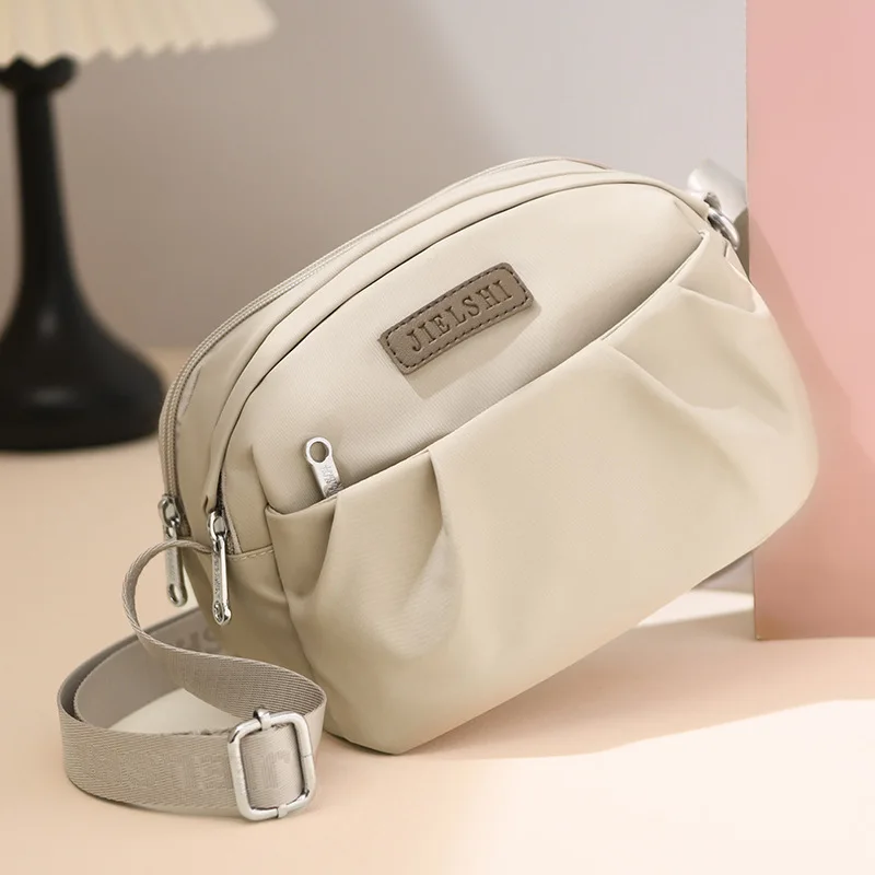 Bolsa de Nylon Crossbody para Mulheres, Pano de Rugas, Ombro Único, Crossbody, Celular, Cross Straddle, Novo, 2022, 2024