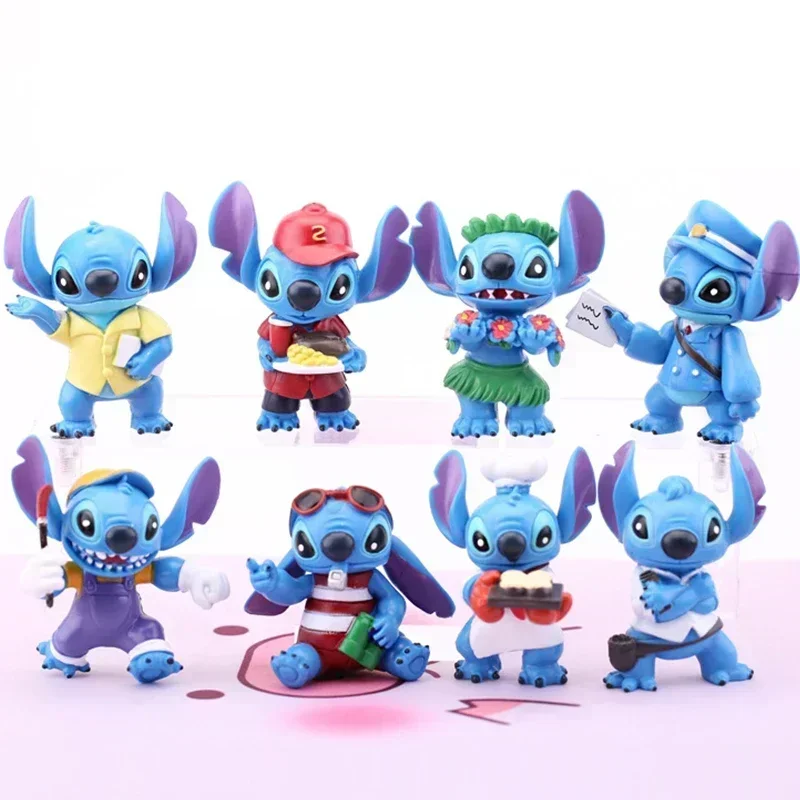 8pcs/Lot Disney Stitch Figure Toys Anime Mini Stitch Action Figurines Dolls Party Supply Home Decoration Kids Fans Birthday Gift