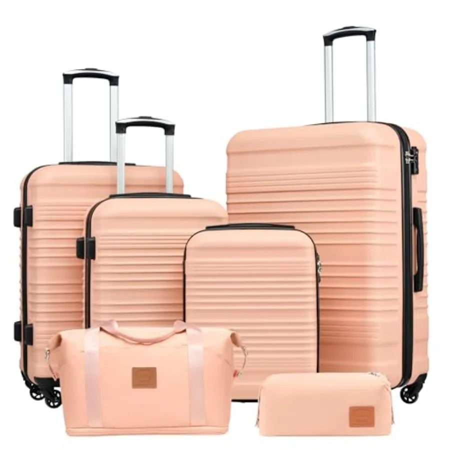

Pink 3 Piece Hardside Luggage Set with TSA Lock Spinner Wheels for Travel Carry On Suitcase Lightweight Durable Material Easy t