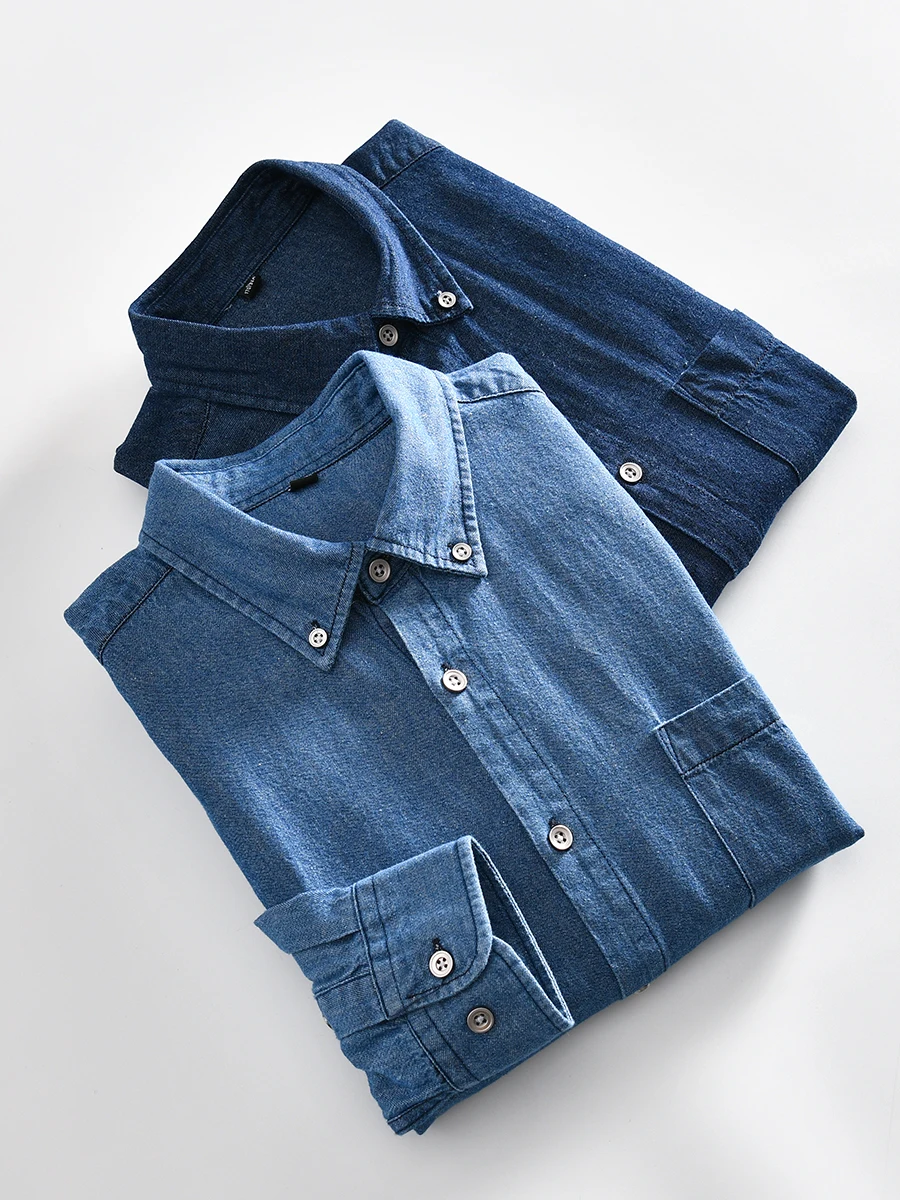 

Washed Pure Cotton Long Sleeve Casual Shirt for Men Youth Trendy Standard Fit Breathable Spring Wear Versatile Layering Piece