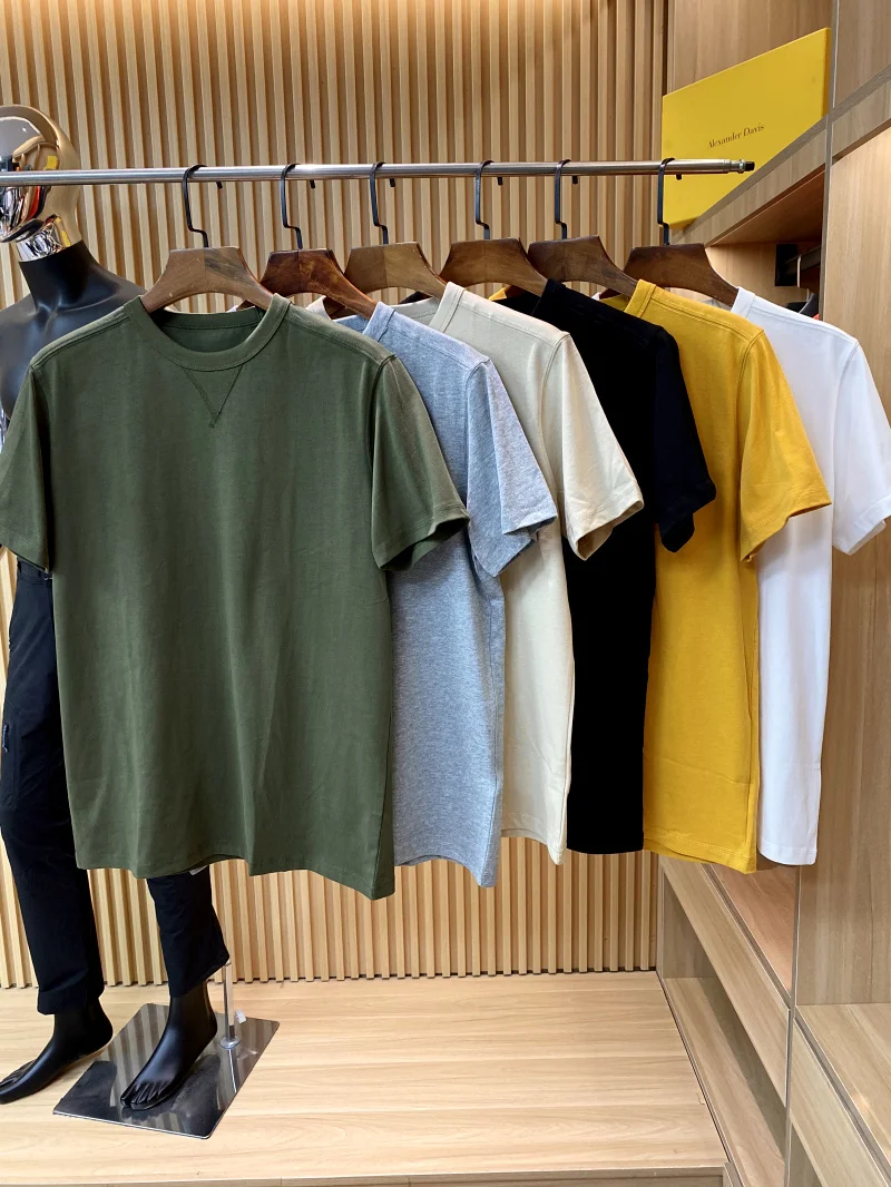 تي شيرت ثقيل الوزن 260 جرام من القطن للرجال عتيق e ort Sve New Summer Faion round Ne Stand Fit Youth ular #2