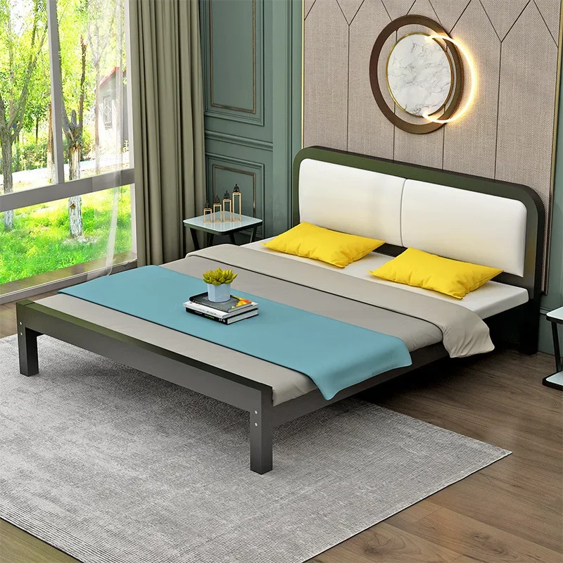 Утолщенная бытовая кованая кровать длиной 1,5 метра, 1,8 двухместная, современная, простая, для аренды дома, железная кровать для небольшой квартиры, 1 метр, одинарная