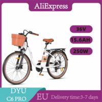 E-Bike DYU C6 Pro 250W Motor 36V15.6AH Removable Battery Electric Bike 26 Inch Tire Fashion Version City Adult Electric Bicycle