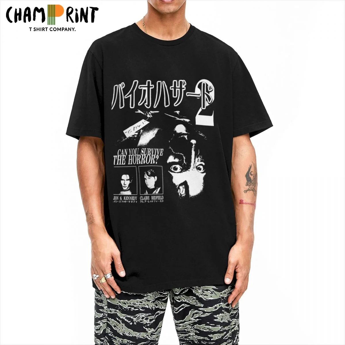 Resident Evils Leon Videospiele Kennedy Survival T-Shirts für Männer Vintage reine Baumwolle T-Shirts Rundhals ausschnitt Kurzarm T-Shirt Party