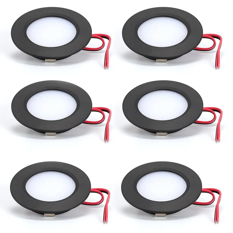 

6x Slim LED Cabinet Ligh 3W 12V DC Recessed LED Downlight Undercabinet Light Bulb 55mm RV Camper Light Cupboard Solar Lights