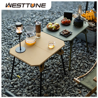 WESTTUNE Outdoor Small Table Portable Adjustable Height Folding Table Ultralight Dual Purpose Table for Garden Picnic BBQ Beach