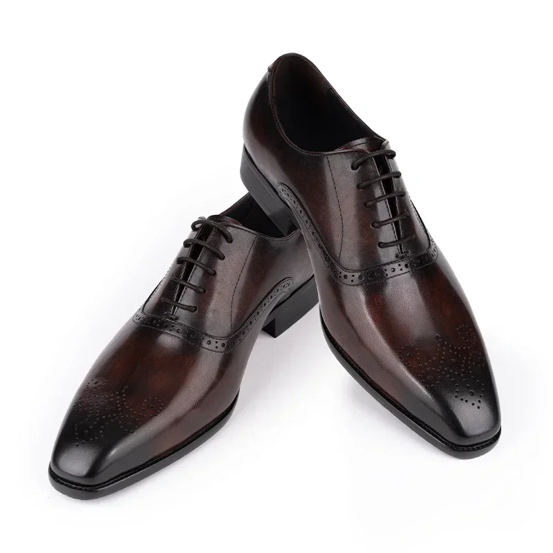 Fashion Casual Business Office Work Leather Shoes Men Brogue Oxford Shoe High Quality Man Comfortable Dress Wedding Party Shoes