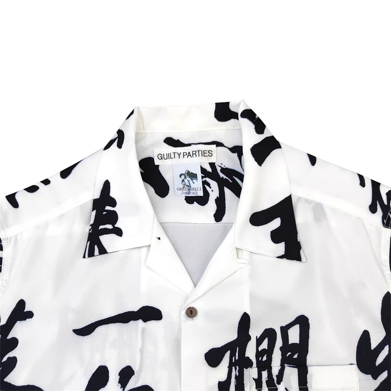 WACKO MARIA Full-printed Chinese Letters Street Black White Hawaii Short Sleeve Shirt Men's Women's Japanese Style Shirt