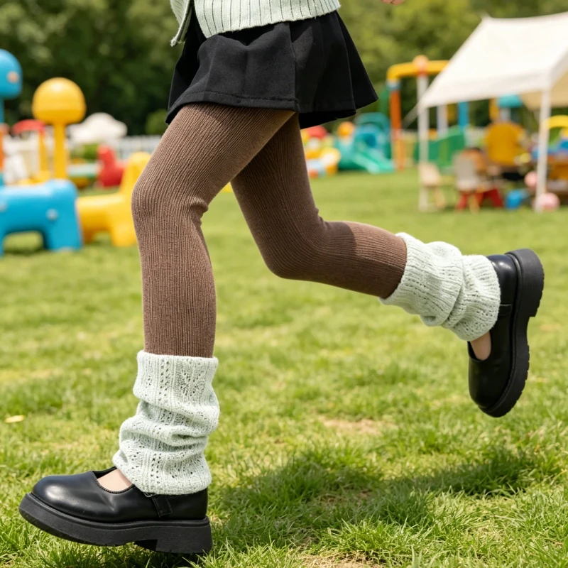 Cute Playful Hollow Out Patchwork Leggings for Toddler Girls New Fashion Style Soft Elastic Daily Wear Children Trousers Bottoms
