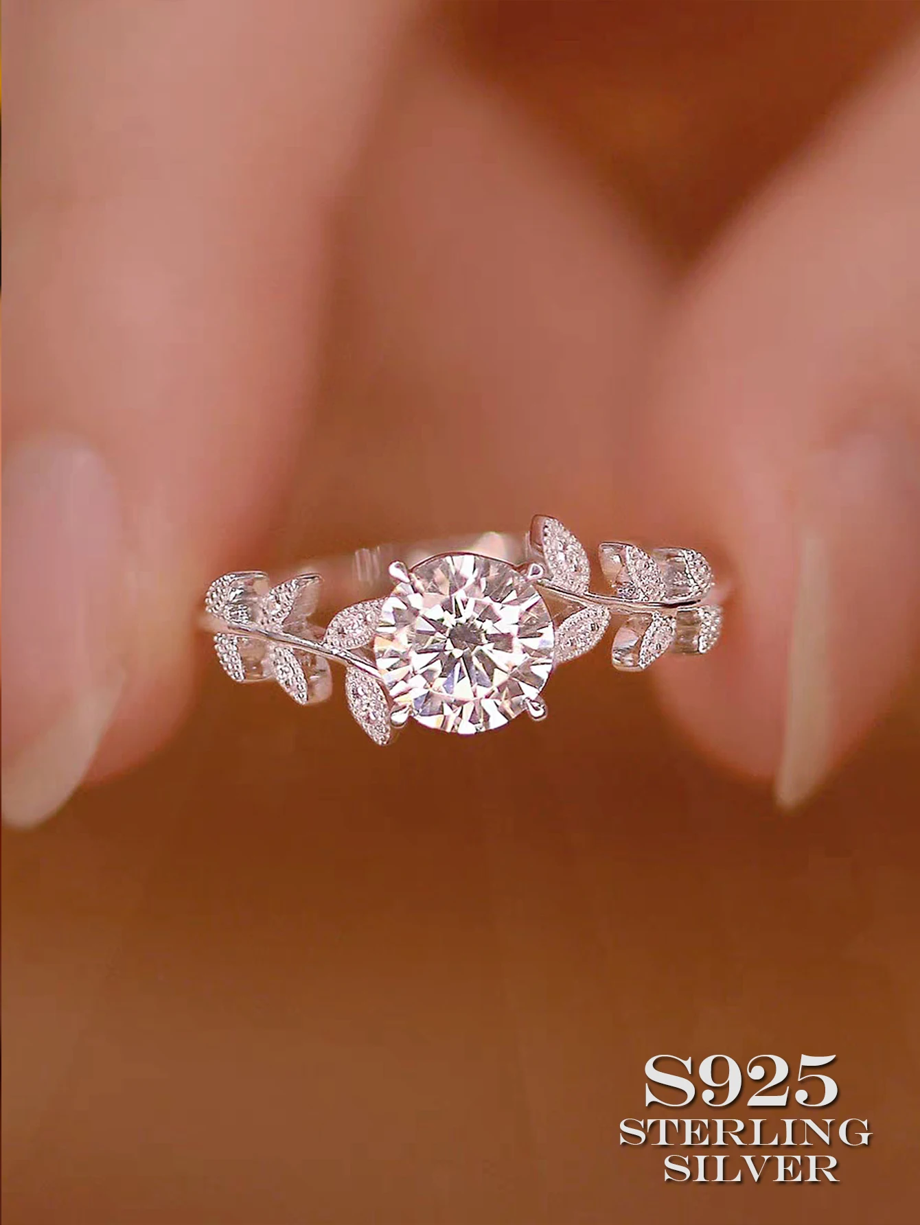 

Кольцо из стерлингового серебра в форме оливковой ветки S925, легкое роскошное модное классическое обручальное кольцо с искусственным драгоценным камнем, подарок для влюбленных, друга или Bestie, подарок на день рождения, подходит для повседневного ношени