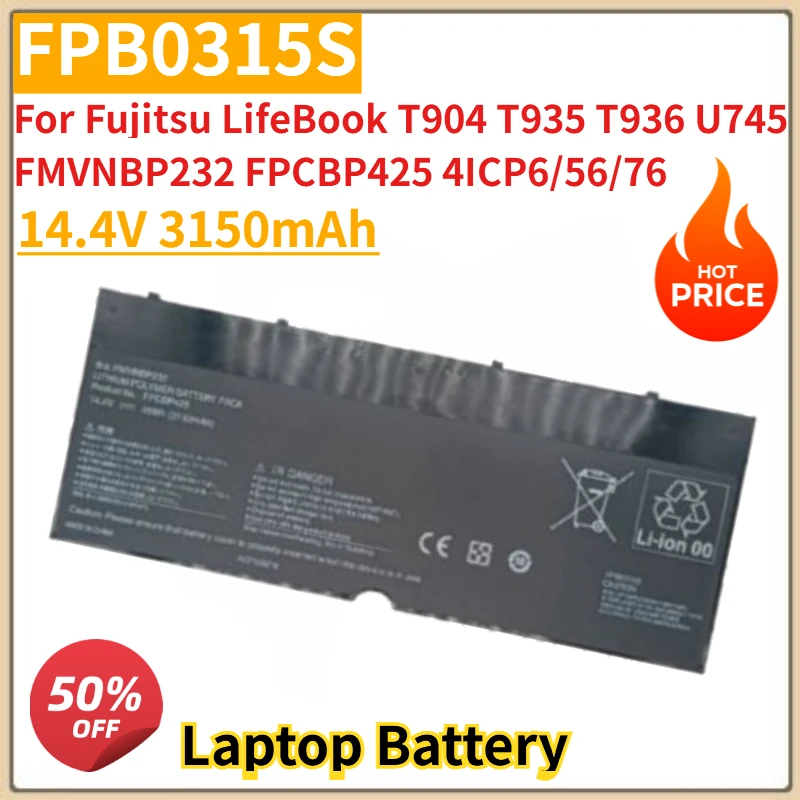 

High Quality New FPB0315S Laptop Battery 14.4V 3150mAh for Fujitsu LifeBook T904 T935 T936 U745 FMVNBP232 FPCBP425 4ICP6/56/76
