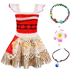 Jurebecia Kids Moana Dress Adventure Outfits Set For Girls Princess Dresses Strappy Child Clothes Halloween Birthday Party