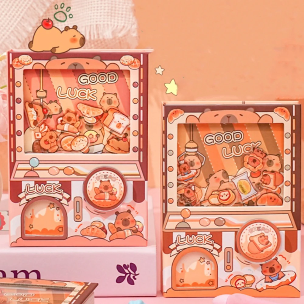 Kreatywny Kolorowy Notatnik z Wewnętrznymi Stronami w Stylu Gashapon, Notatnik do Przytrzymywania w Ręce, Relaksujący Mały Notatnik, Kawaii Dziennik, Notatnik z Kapibarą, Notatnik Biurowy