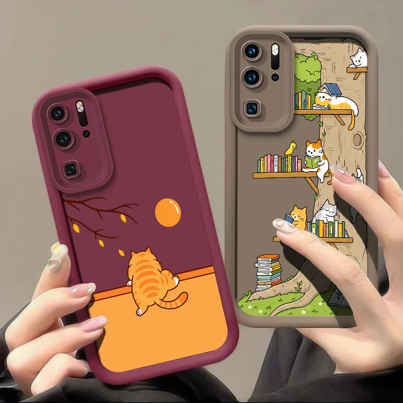 Cat Pattern Case For Huawei P20 P30 P50E P40 Lite P Smart Mate 20 30 40 50 Pro Y9 Prime 2019 Y7A Y9S Matte Shockproof Cases Capa - view 4