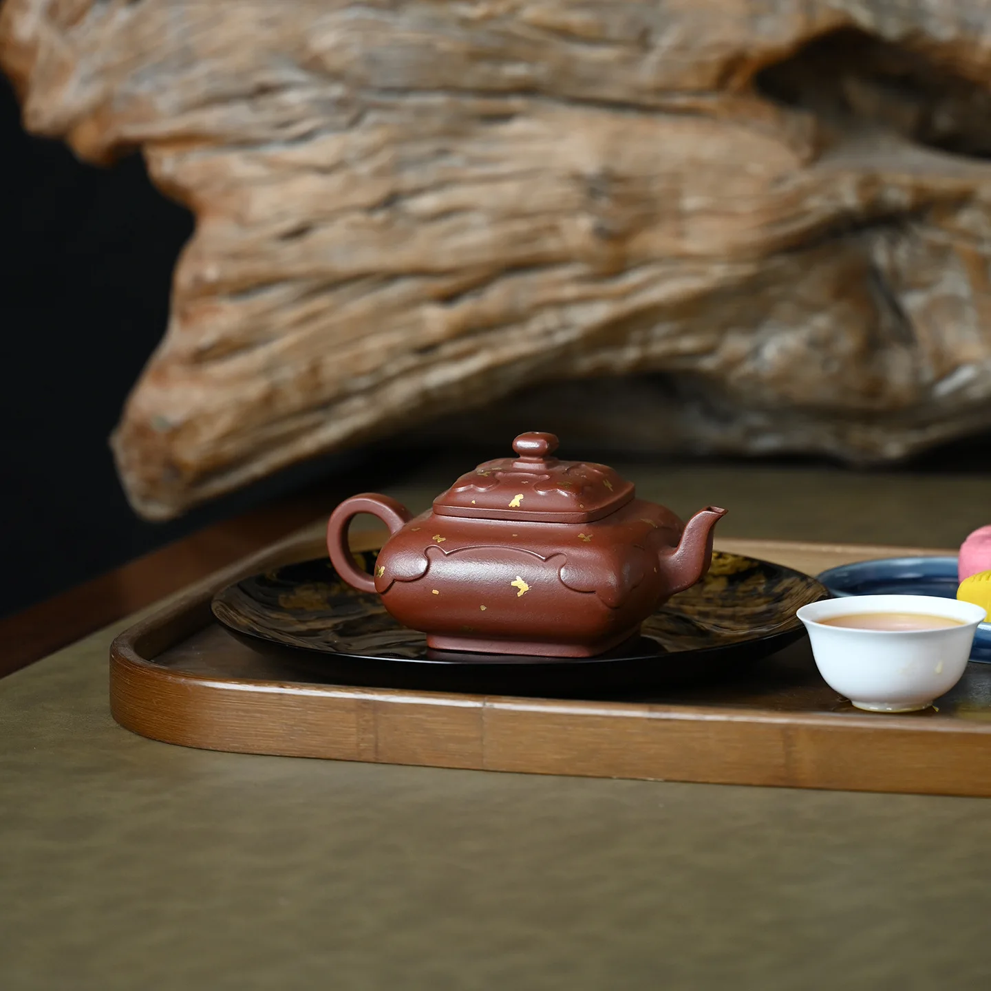 Original Ore Da Hong Pao Handcrafted With Gold Accents Practical Yixing Purple Clay Teapot Kung Fu Tea Set 210ML