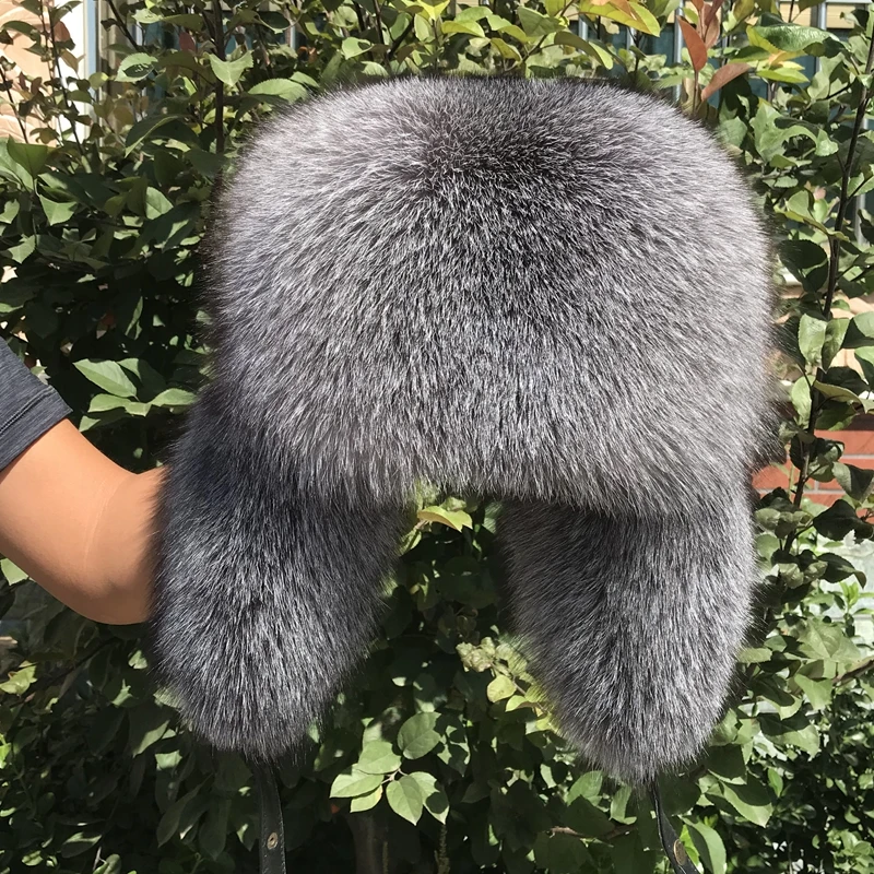 2024 Cap 100% Raccoon Dog Full Fur Fox Fur Hat Men\'s Fur Ear Protection Winter Thickened and Warm Russian Hat Men\'s Trend