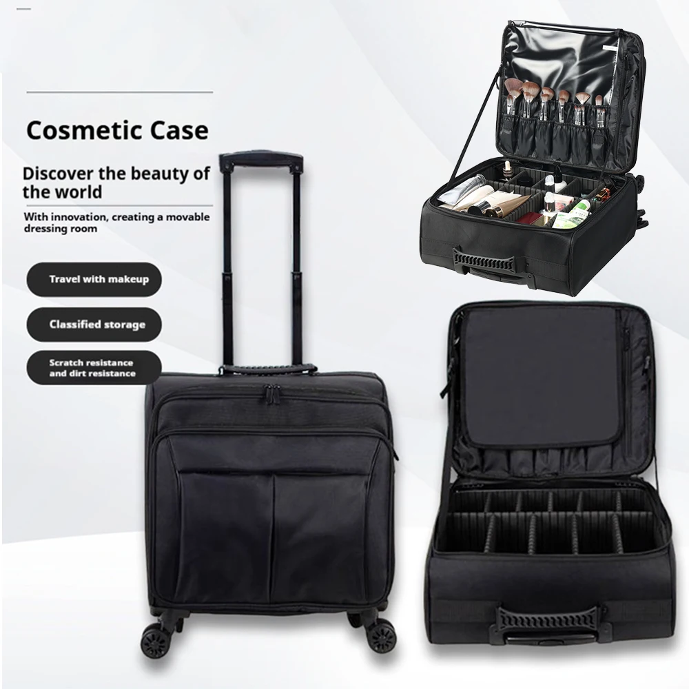 

Black Cosmetic Brush Storage Bag Women Artist Waist Bags Hair Stylist Makeup Holder Multifunctional Trolley Case