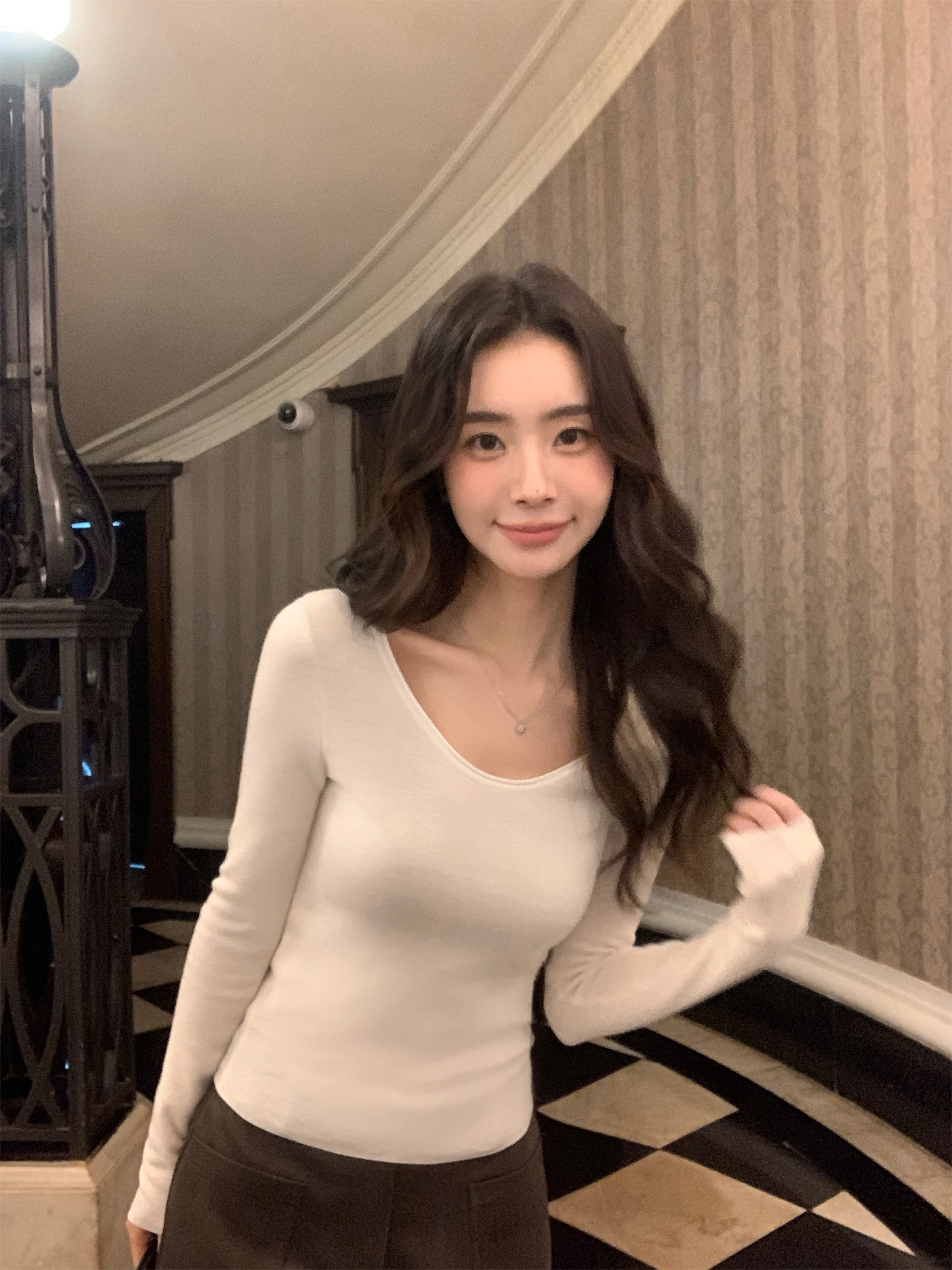 Pusumede Select Yangzi Wool Long Sleeve Knitted Sweater Women's U-Neck Cashmere Inner Wear Base Shirt Casual Style