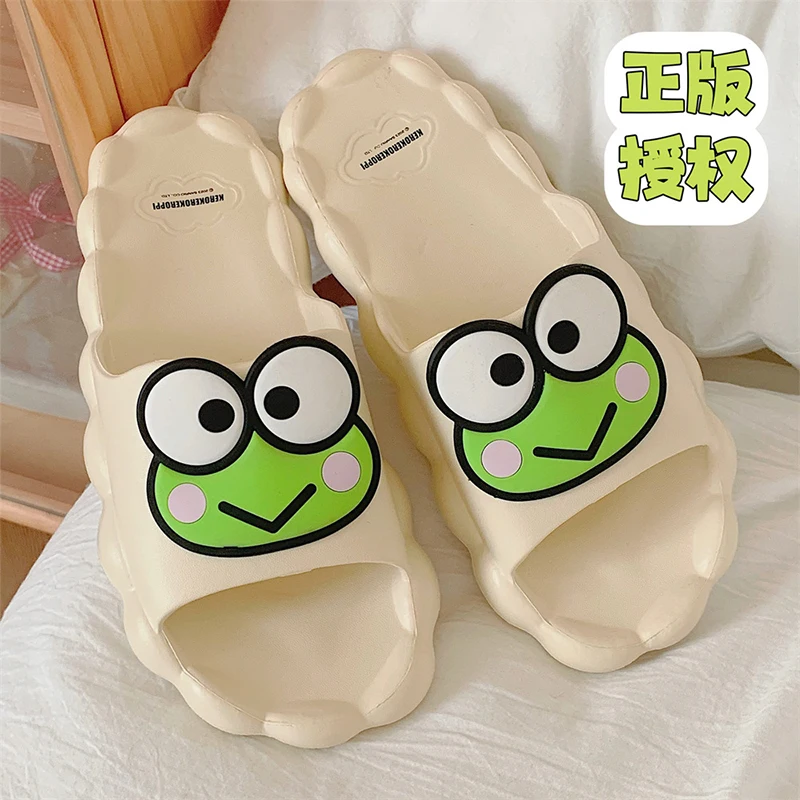 Sanrio Slippers Kero Kero Keroppi Kawaii Anime Cute Cartoon Student Family Bathroom Outdoors Anti-Slip Sandals Toys for Girls