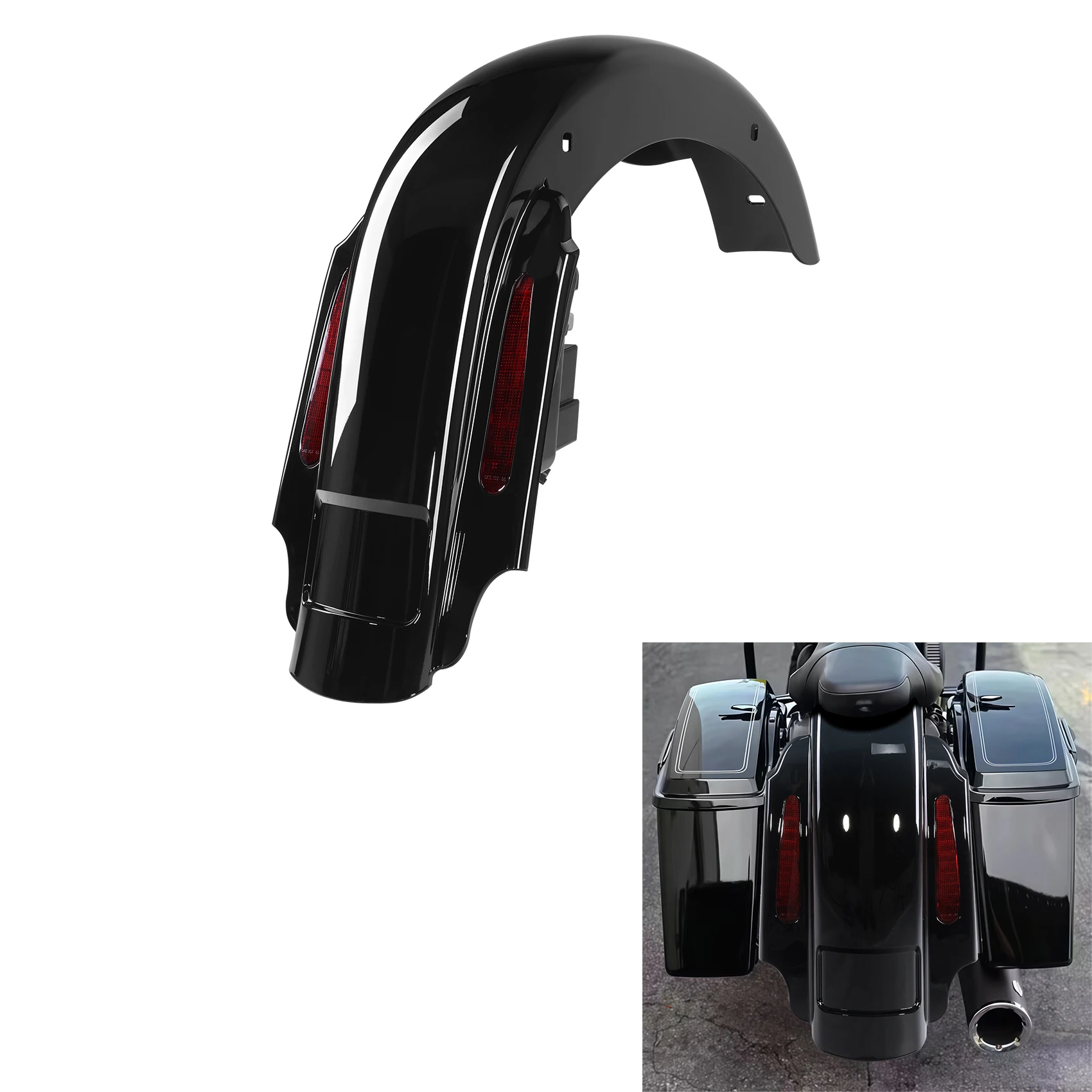 LED-Heckfender-System passend für Harley Touring Road King Electra Street Glide 1993-2008 Motorrad ABS-Kunststoff-Schutzblech