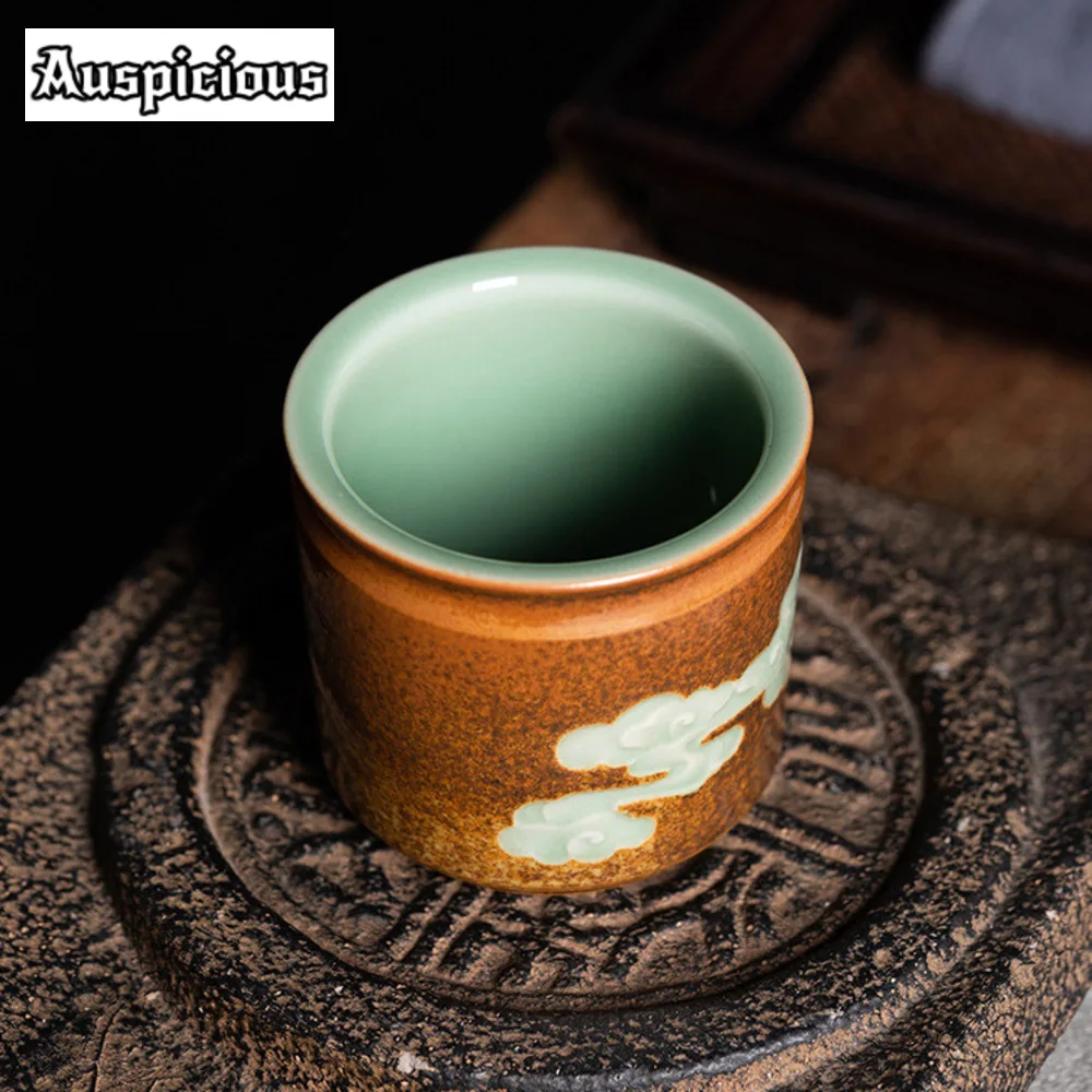 100ML Handmade Longquan Celadon Teacup Vintage Kiln Change Master Cup Tea Pair Personal Jianzhan Chinese Tea Ceremony Craft Gift image 2