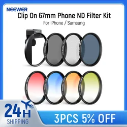 NEEWER Clip On 67mm Phone ND Filter Kit Upgraded Lens Clip Color Filters Set For iPhone 15 Pro Max 14 13 Samsung S22 S23