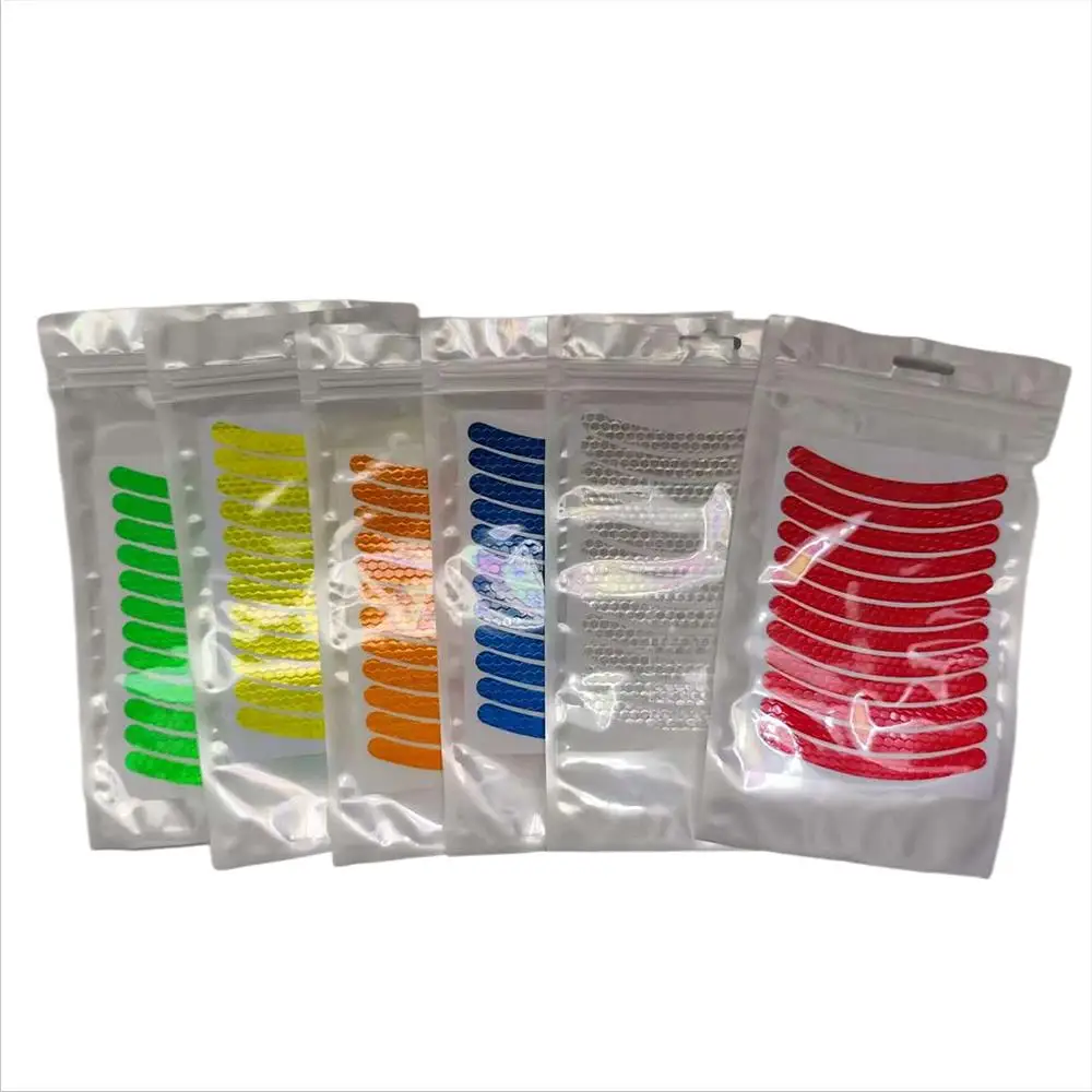 12Pcs/set Car Wheel Stripe Reflective Stickers Night Reflectors Adhesive Safety Decoration Waterproof Tapes For Bicycles Helmet