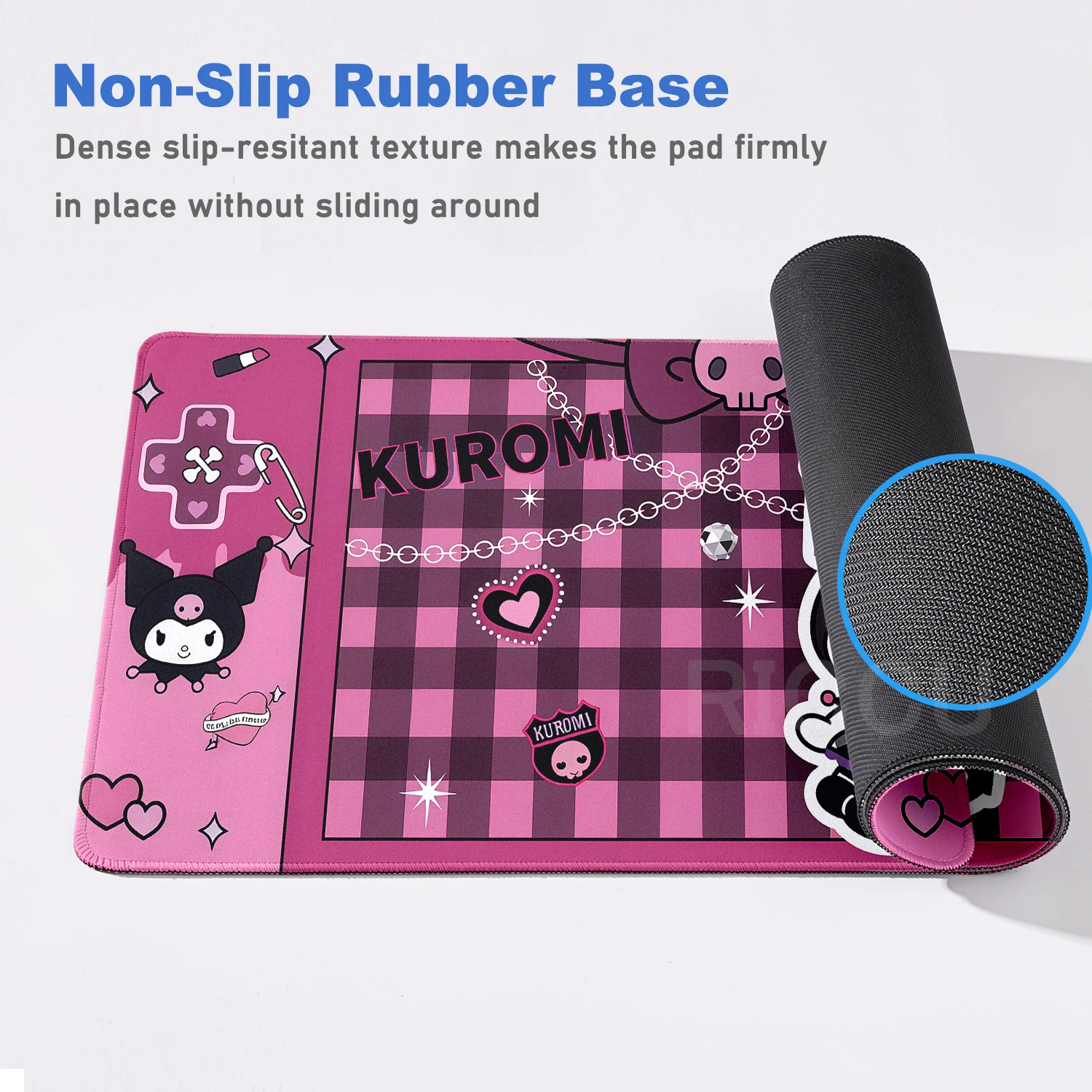 Kuromi Goth Kawaii Large Mouse Pad 90x40cm Black PC Keyborad Non-Slip Desk Mat  XXL Gamer Tablemat HD Keyboard Extended Mousepad