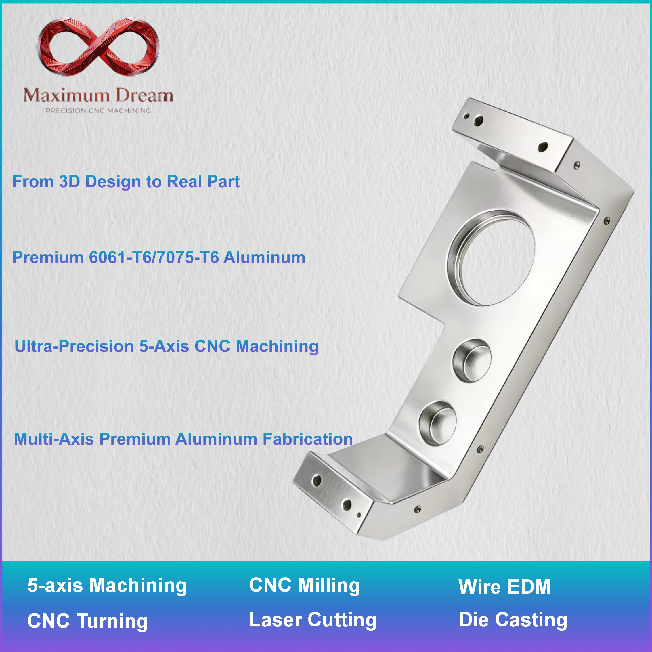 Custom CNC Machining Service Precision Aluminum Alloy 6061 7075 Anodized Milling Turning Mechanical Parts Prototype MOQ 1pc