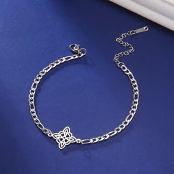 Witch Celtics Knot Charm Geometric Pendant Stainless Steel Bracelet for Women Men Trendy Box Chain Amulet Jewelry Gifts