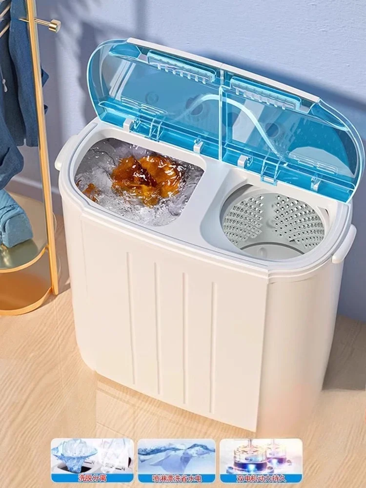 220V German VCJ Twin Tub Mini Semi Automatic Washing Machine with Spin Dryer for Home Use BC