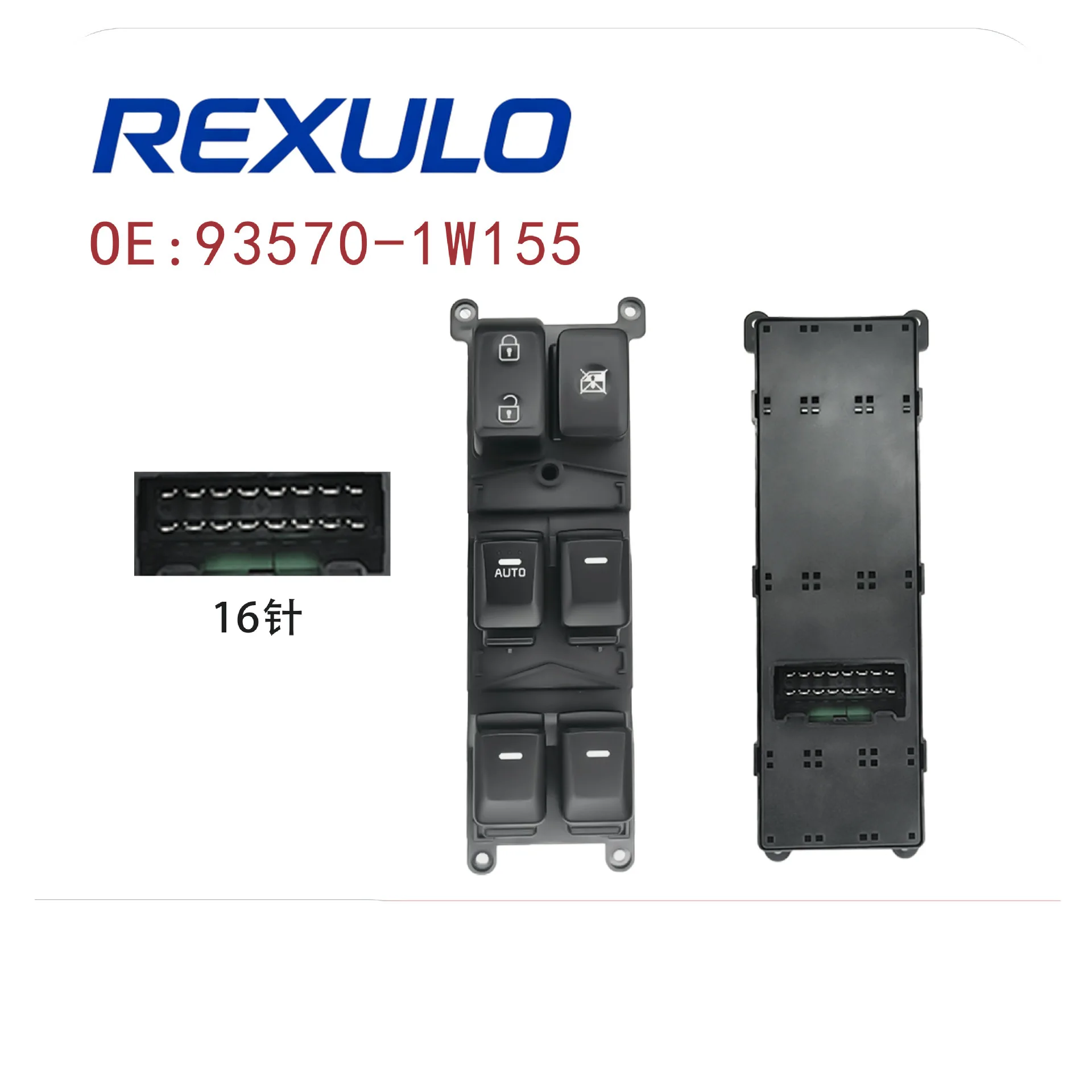 93570-1W155 Interruptor Maestro de Elevalunas Eléctrico de 16 Pines para Kia Rio 2012-2015 y Kia Pride con Botón de Descenso Automático