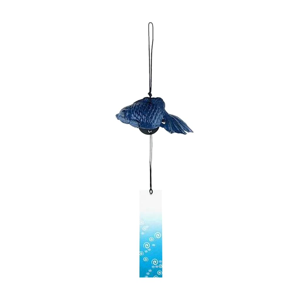 Japanischer Goldfisch Furin Windspiel Gusseisen Tempel Garten Home Decor Blau