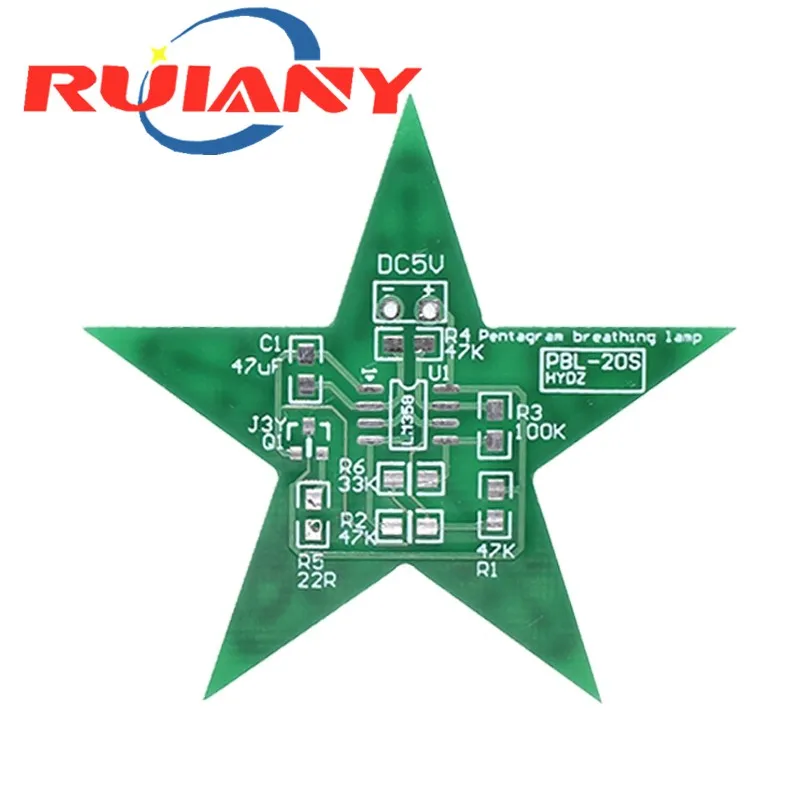Students Training DIY Kit Five-Pointed Star Breathing Light Gradient LED Light for Christmas Soldering Training Red Green Blue