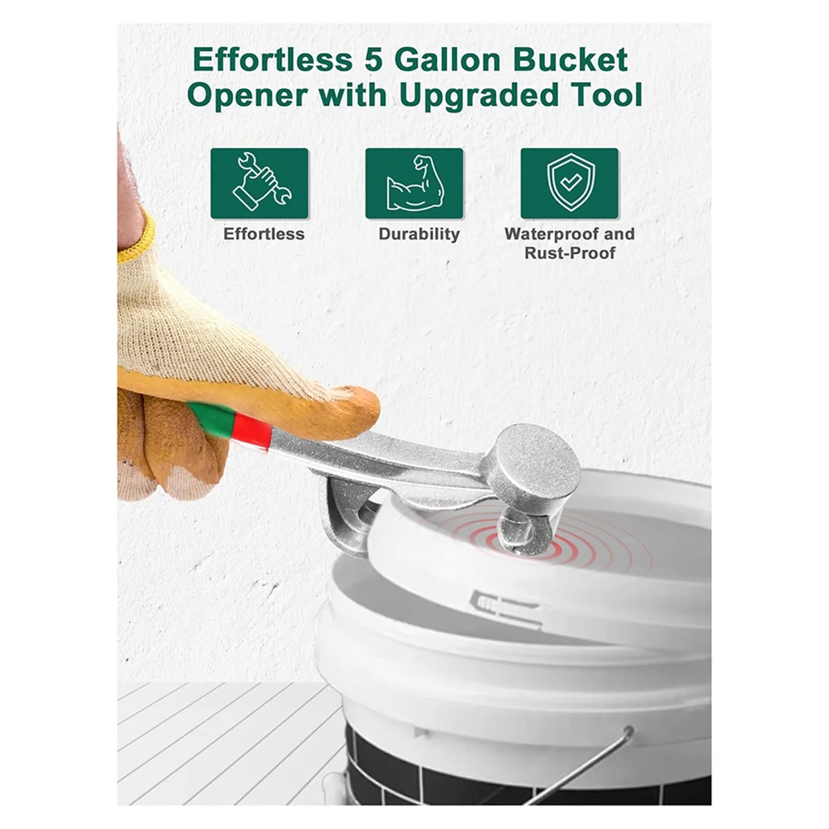ABNJ 5 Gallon Bucket Opener Tool - Upgraded Aluminum Paint Bucket Lid Remover Wrench, 8.5 Inch Metal Can Opener
