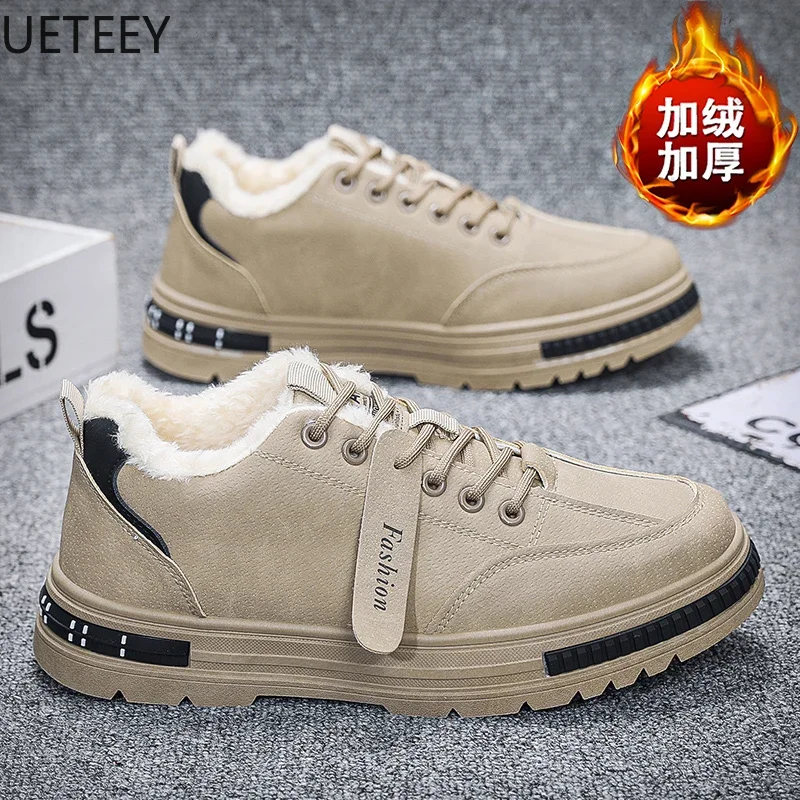 Safety Boots Man Winter Boot Keep Warm Velvet Thickening Trendy All-match Popular Model UETEEY Personality Hard-wearing Shoes