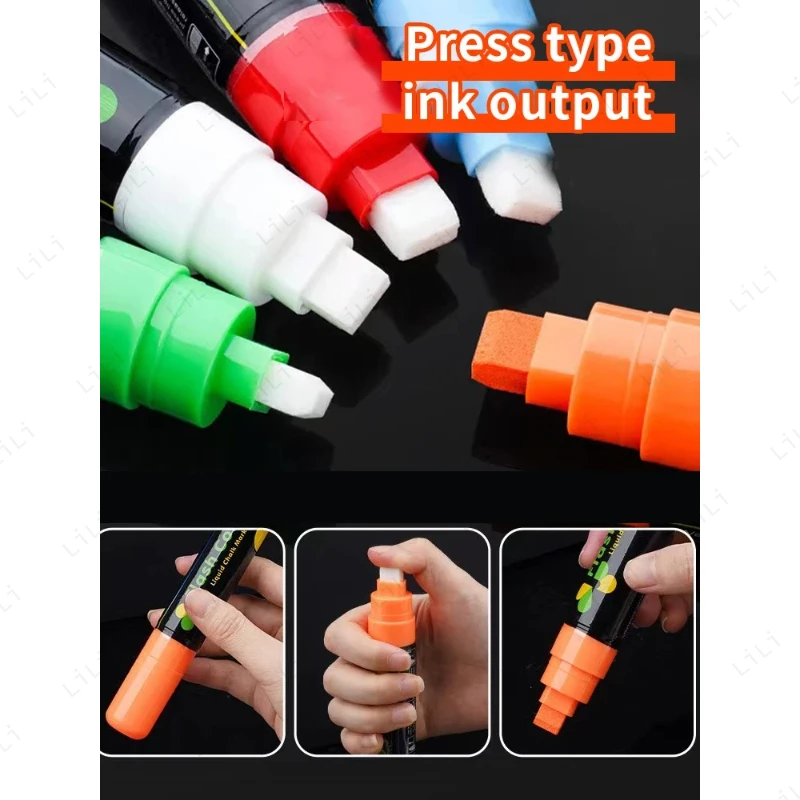 LED لوحة الفلورسنت مخصصة قلم مضيء الزجاج قابل للمسح المياه القائمة على السبورة القلم الإلكترونية مضيئة لوحة القلم #3