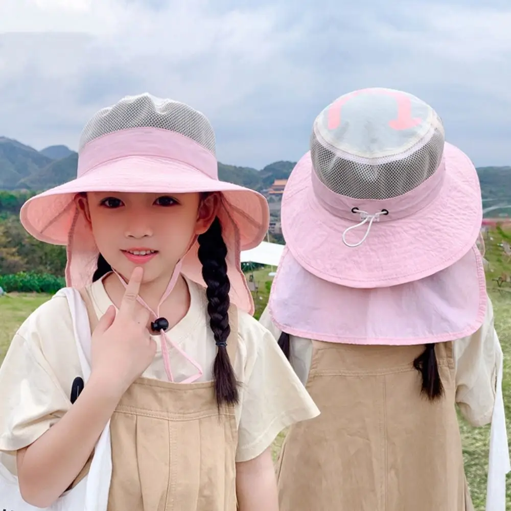 

Fashion Breathable Shawl Sun Hat Cotton Quick Dry Baby Sun Protection Hat Wide Brim Sunscreen Children Fishman Hat Girls