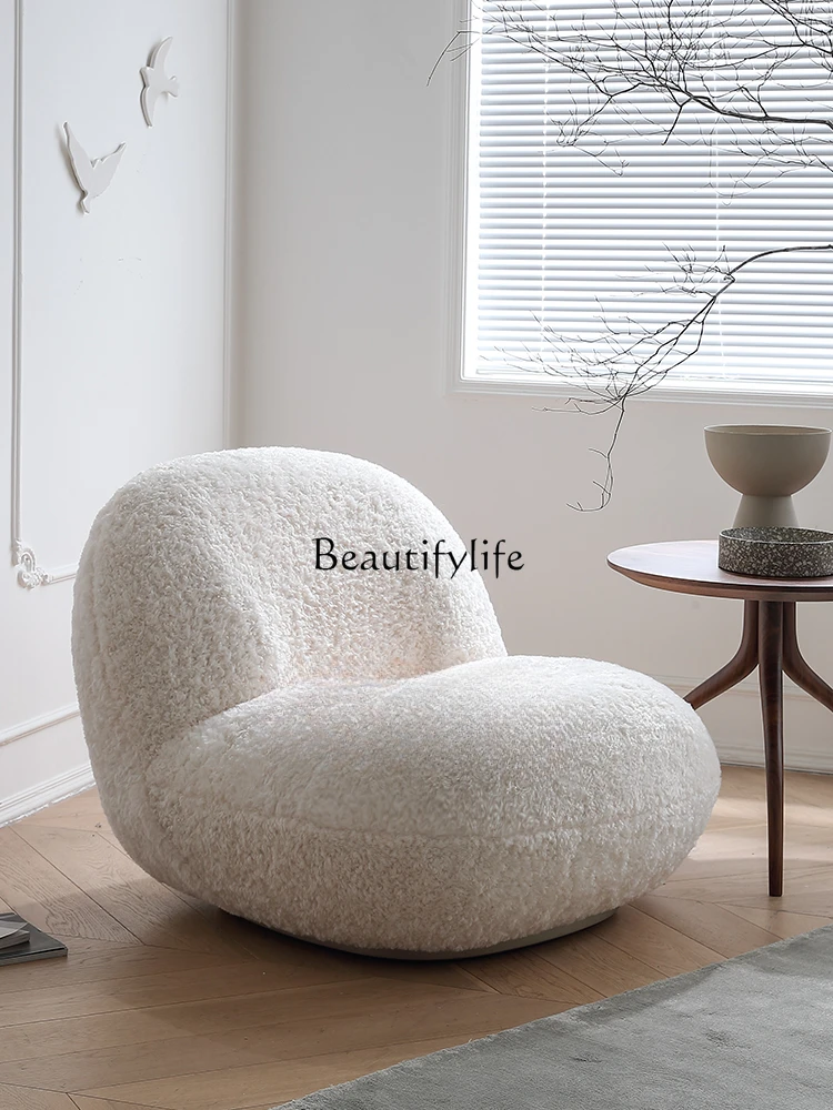 Lamb Wool Single-Seat Sofa Chair Lazy Cream Wind Chair