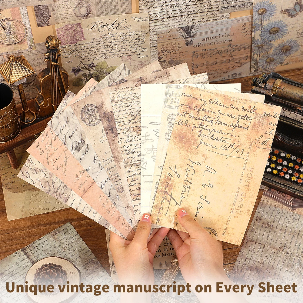 160 Blatt Vintage-Text-Scrapbook-Papier-Set, nicht klebend, großes dekoratives Papier für Junk Journals, Basteln, Planer, Dekorationen – Detail 4