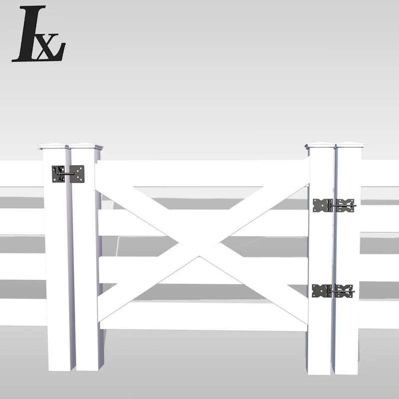 PVC green 4 rails post and rail fence gate double door 8.2ft.H*4.26ft.W