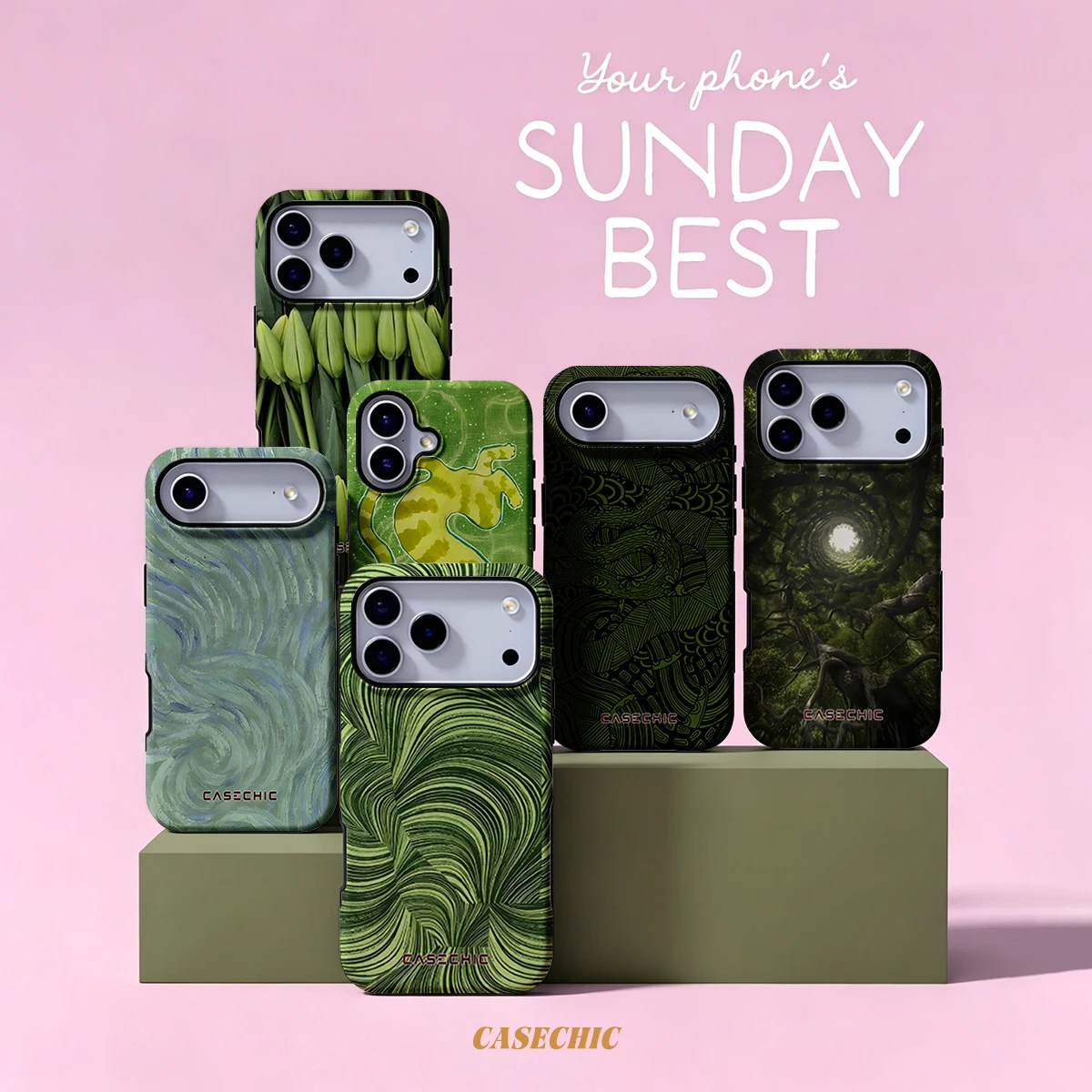 Green Swirl Wave For Samsung Galaxy S26 S25 S24 A56 A36 Phone Case Double-Layer Protection Cover for Women Girl CaseChic