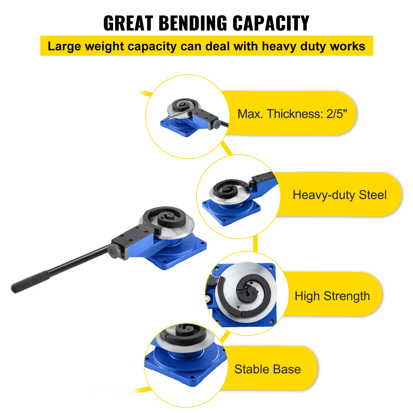 VEVOR Manual Spiral Metal Bender SBG-30 Multifunction Steel Iron Universal Bending Machine 3 Scroll Tools for Metal Production