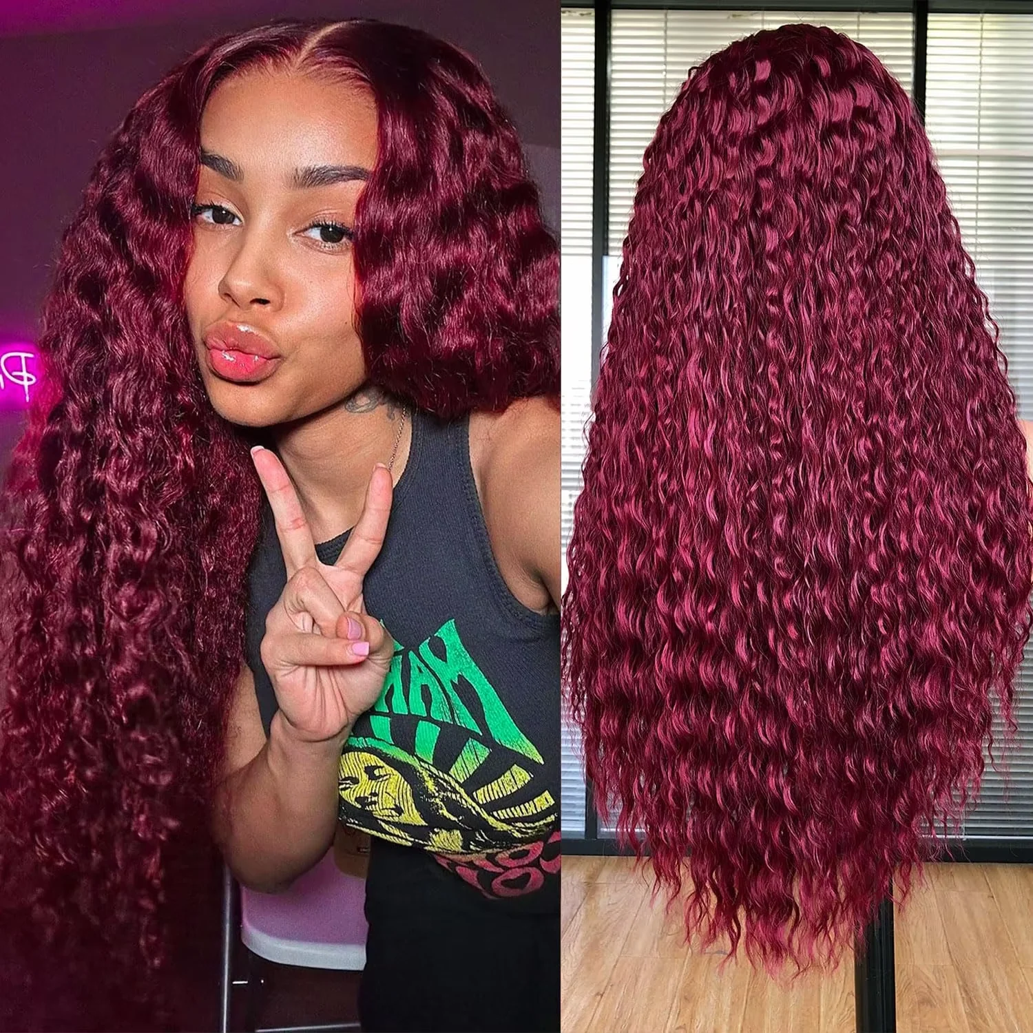 

18-46 Inch Burgundy Curly Wig 99J 13x4 Hd Lace Frontal Human Hair for Women Red Colored 13x6 Transparent Lace Front Deep Wave Wigs