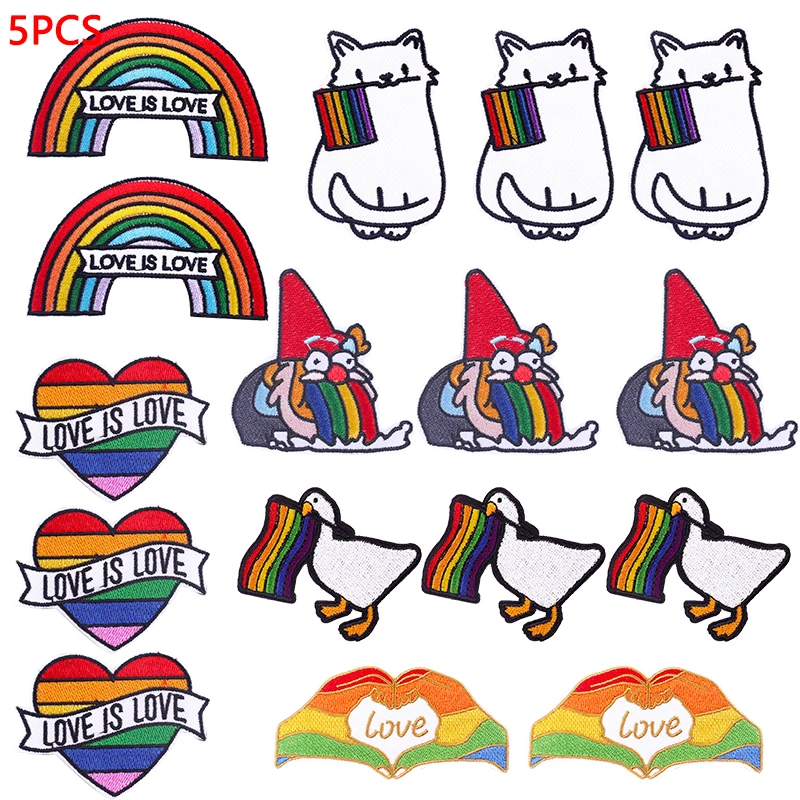 

5PCS Wholesale Love Is Love Iron On Patches For Clothes LGBT Embroideried Patches On Jacket /Hat/Jacket Personal Sew On Badges