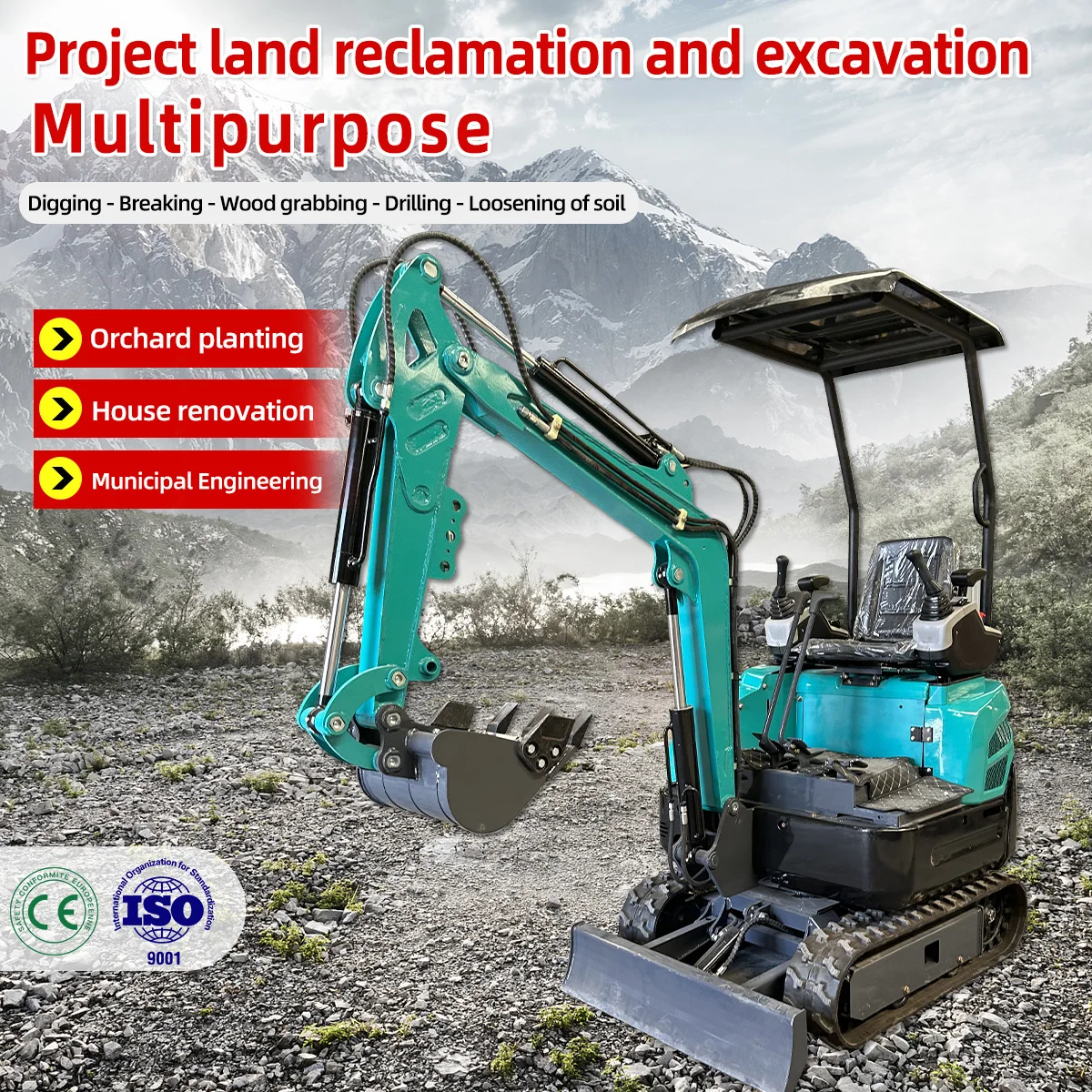 حفارة صغيرة رائجة البيع للمناظر الطبيعية والزراعة Ce Epa Euro 5 مخصصة 1.8 طن حفارة صغيرة هيدروليكية سعر خاص