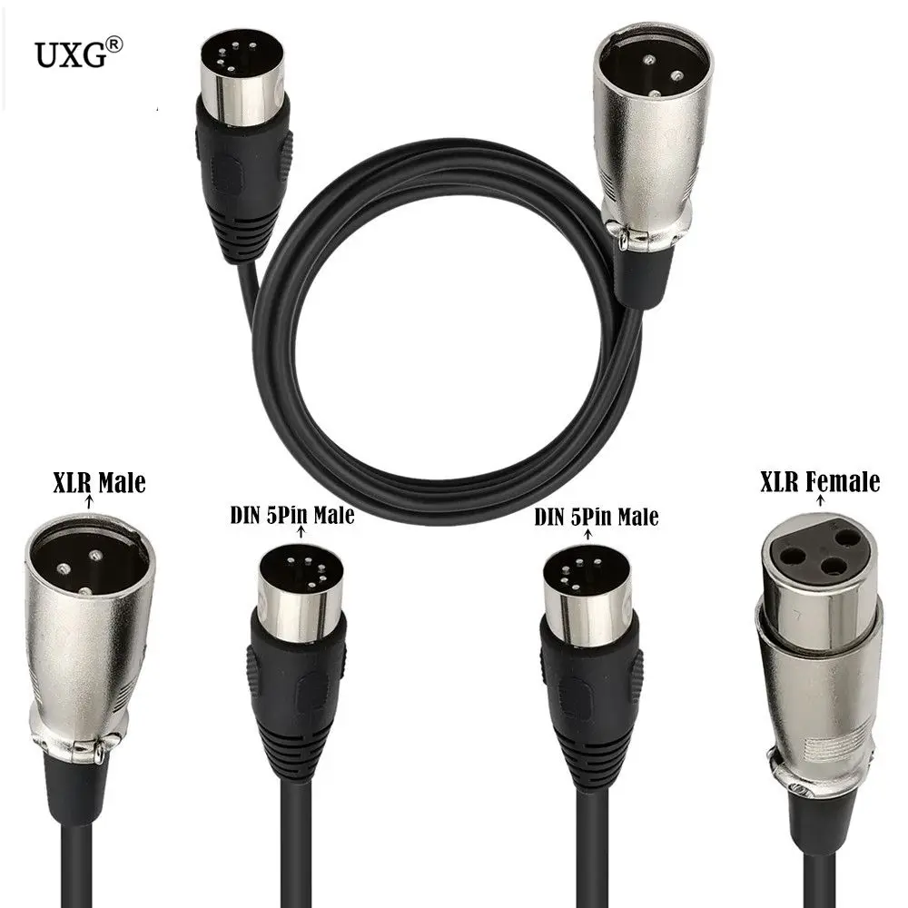 MIDI to XLR Adapter Cable DIN 5 Pin Male to XLR 3 Pin Audio Cable for Match Music Instruments with MIDI or XLR Connector